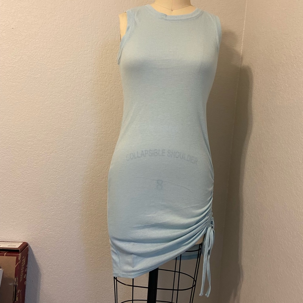 Aqua blue shirt dress